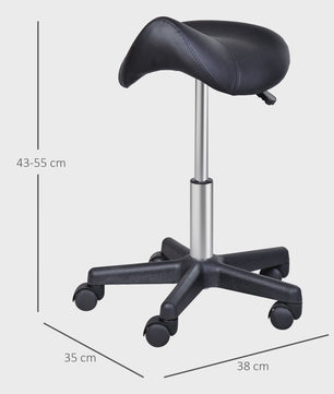 Zadelkruk met Wieltjes - Verstelbare Massagekruk voor Salon, Spa & Tatoeëerder - Zwart
