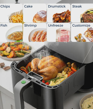 ROUNY Airfryer 5L met Touch Control, Zichtvenster en Vaatwasmachinebestendige Mand - Gezond Frituren