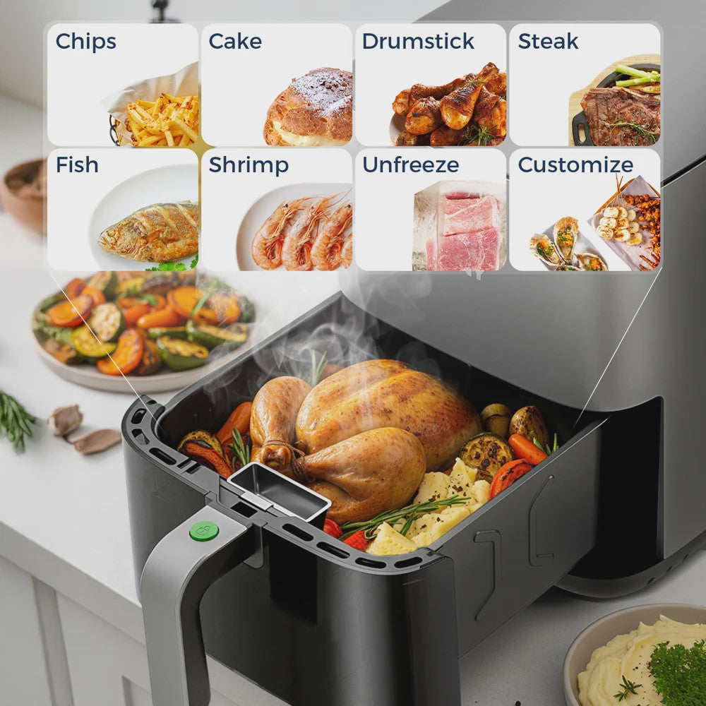 ROUNY Airfryer 5L met Touch Control, Zichtvenster en Vaatwasmachinebestendige Mand - Gezond Frituren