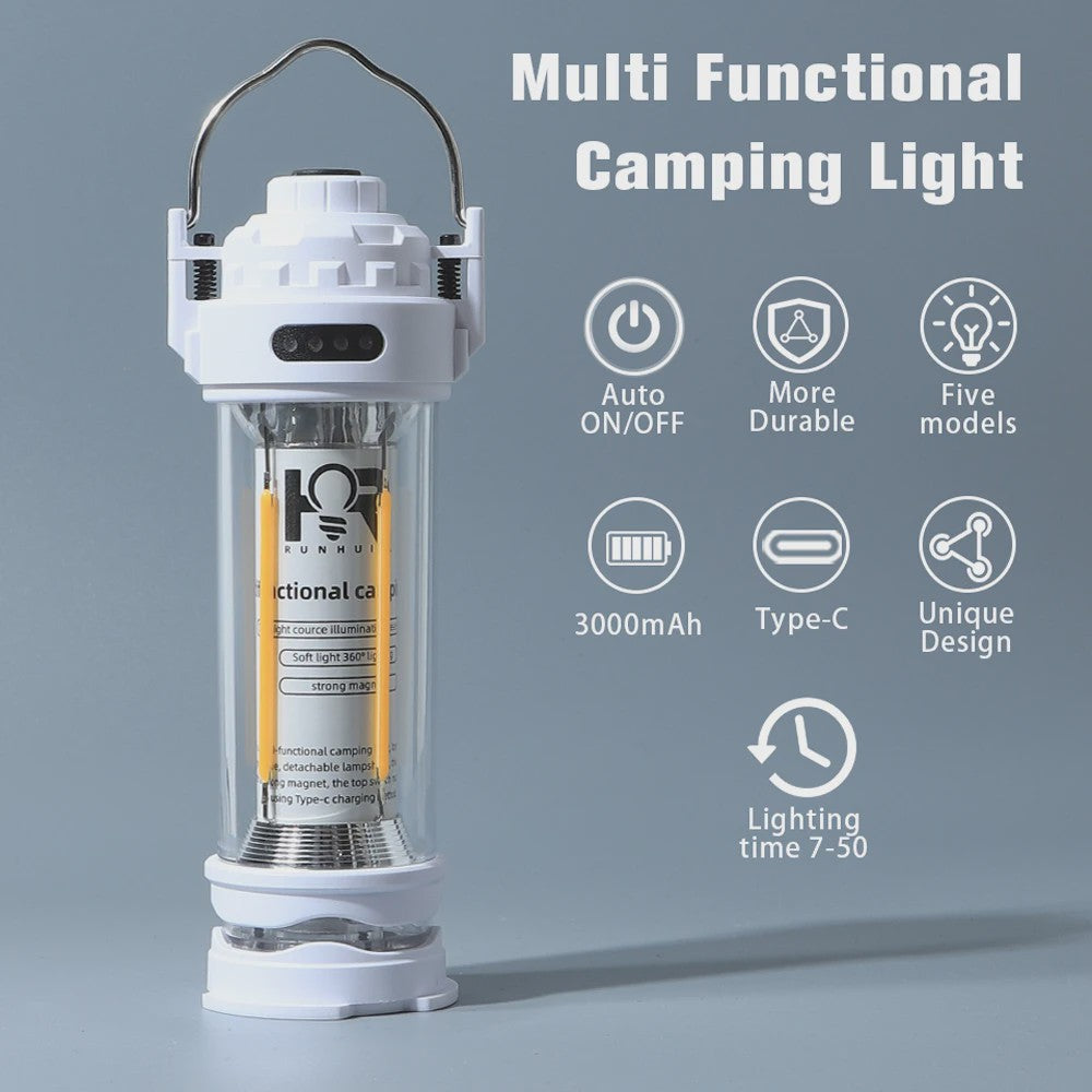 DOTWISE Retro Camping Lantaarn - Draagbaar, Waterdicht & Sfeervol Outdoor Licht met 3000mAh Batterij