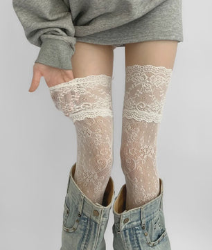 Luxe Kant Dijhoge Kousen - Elegante Over de Knie Sokken voor Dames & Lolita Stijl