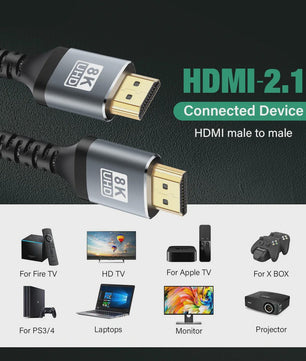 HDMI 2.1 Kabel 8K 60Hz 4K 120Hz Ultra High Speed HDR - Diverse Lengtes
