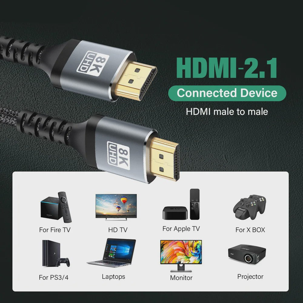 HDMI 2.1 Kabel 8K 60Hz 4K 120Hz Ultra High Speed HDR - Diverse Lengtes