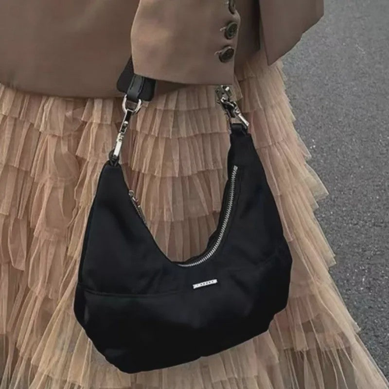 Dames Retro Onderarm Tas - Zwarte Hobo Schoudertas Y2k Stijl
