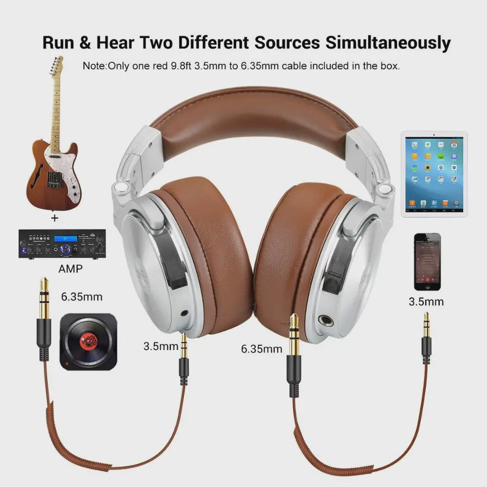 OneOdio Studio DJ Koptelefoon - Over-Ear, Hi-Res Audio, Ingebouwde Microfoon, 3.5mm/6.35mm