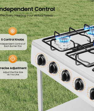 Wit 5-pits Vrijstaand Gasfornuis met 2.5KW Branders en Handmatige Ontsteking