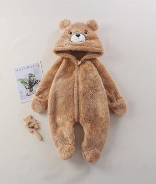 Zachte Baby Romper Jumpsuit met Dierenprint - Warm & Knus voor Herfst/Winter