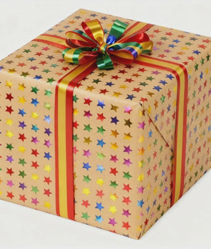 Luxe Cadeaupapier met Goudkleurige Sterren - 43x300 cm
