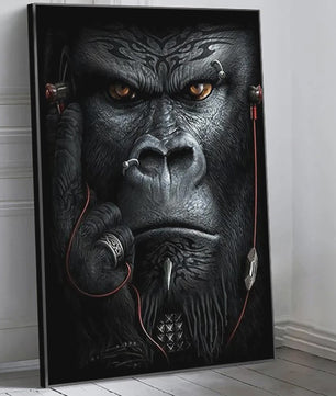 Stoere Gorilla met Sigaren Canvas Schilderij - Unieke Muurdecoratie
