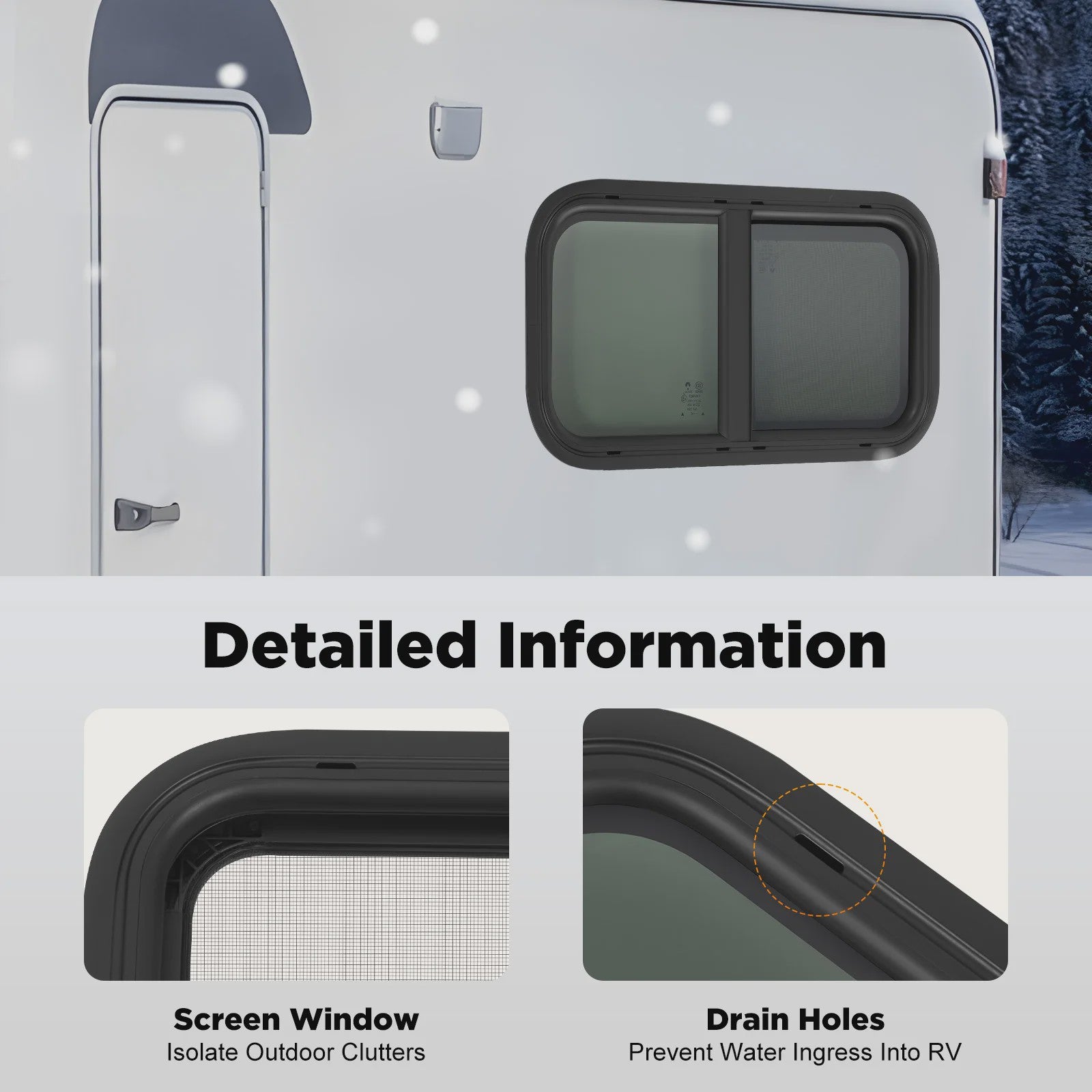 RV Zijraam 700x400mm / 600x300mm - Getint Schuifraam met Hor en Hoge Privacy