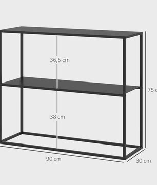 Industriële Console Tafel met Anti-Kip Plank 90x30x75cm Zwart