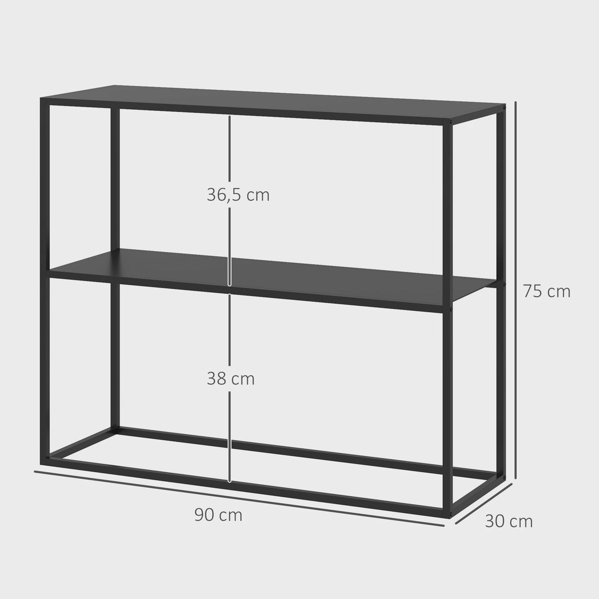 Industriële Console Tafel met Anti-Kip Plank 90x30x75cm Zwart