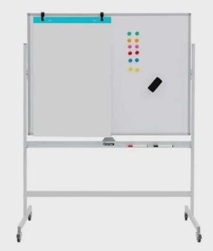 Verrijdbaar Dubbelzijdig Magnetisch Whiteboard 160-180cm Hoogte Verstelbaar met Wielen en Rem