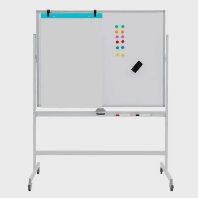 Verrijdbaar Dubbelzijdig Magnetisch Whiteboard 160-180cm Hoogte Verstelbaar met Wielen en Rem