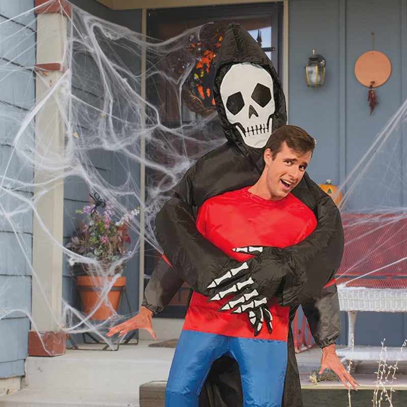 Opblaasbaar Grim Reaper Kostuum - Draag een Persoon Kostuum voor Halloween & Feest