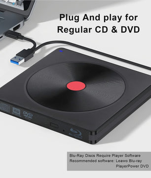 Externe Blu-ray Drive USB 3.0 & Type-C - Draagbare BD/DVD/CD Brander & Lezer voor Laptop & PC