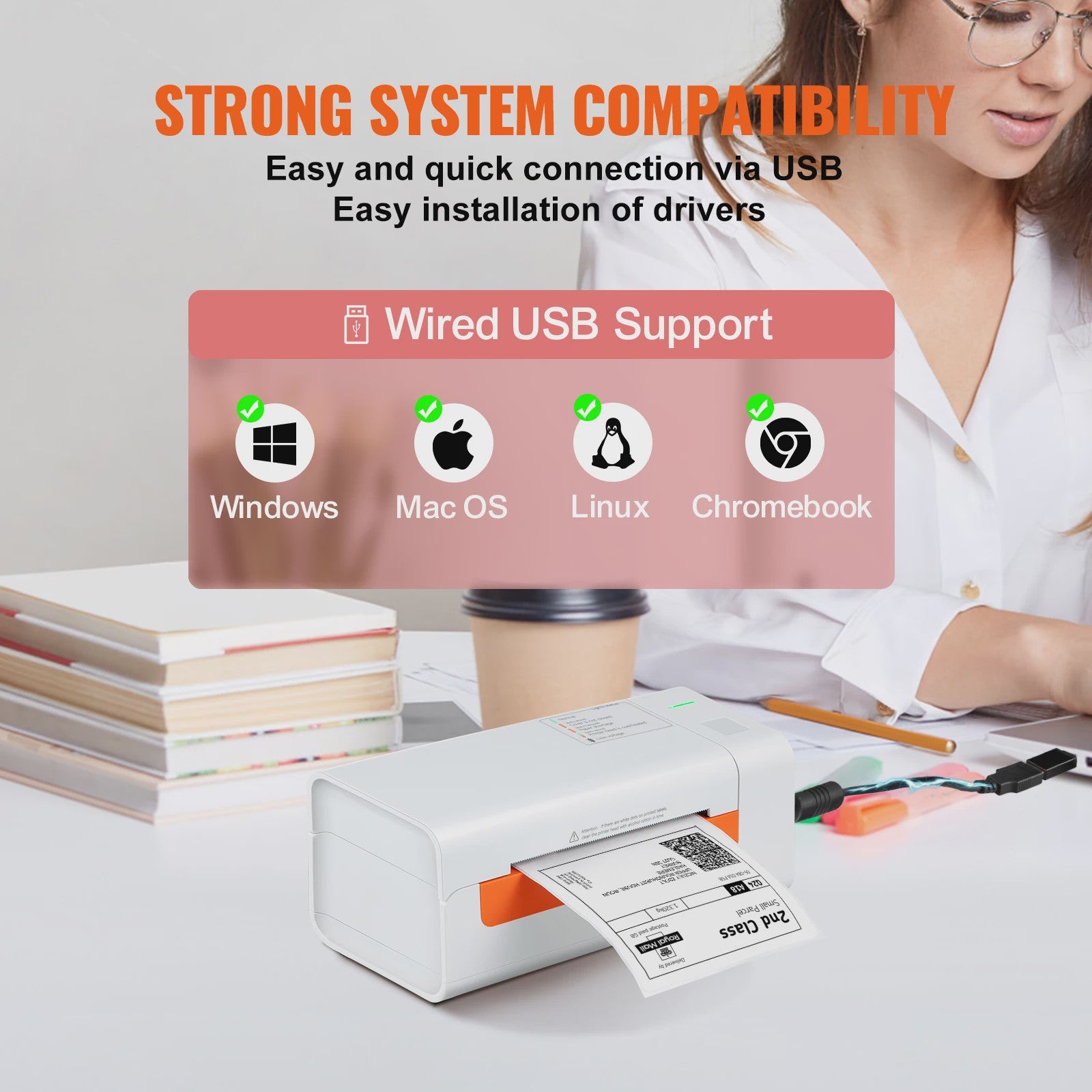 Professionele Thermische Labelprinter - 203 DPI USB Desktop Printer voor Verzending & Barcodes