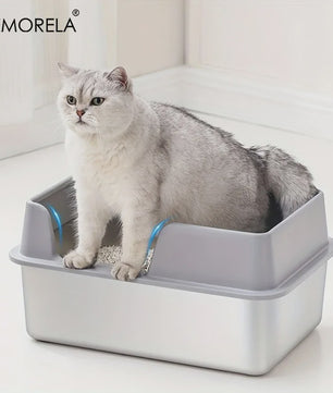 Extra Grote RVS Kattenbak met Hoge Rand - Anti-aanbak, Lekvrij & Makkelijk Schoon te Maken