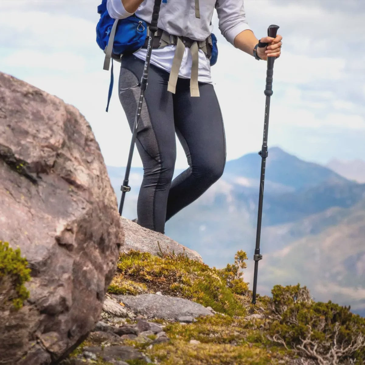 Trekkingstokken Set van 2 - Anti-Shock Aluminium, Telescopisch 65-135 cm, Inclusief Kompas & Tips