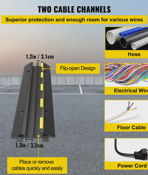 Robuuste Kabelgoot Rubber/PVC - 2 Kanalen - 5000kg Capaciteit - Verkeersdrempel