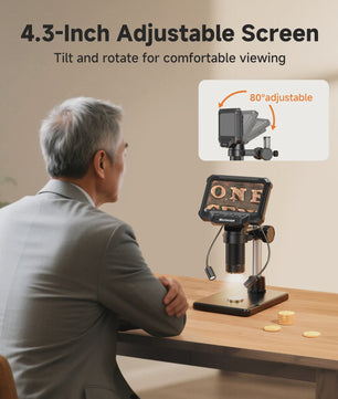 Digitale Microscoop met 4.3" IPS Scherm, 1600x Vergroting, HD Video & Foto