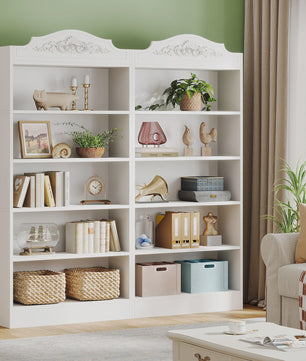 Moderne Witte Boekenkast 5 Lagen - 73 Inch Hoge Boekenkast