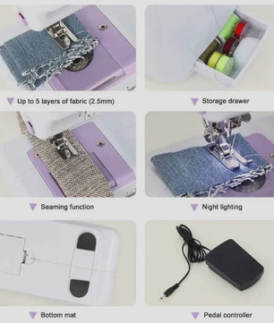 Compacte Elektrische Naaimachine: 12 Steken, Voetpedaal, LED-licht - Ideaal voor Beginners & Kinderen