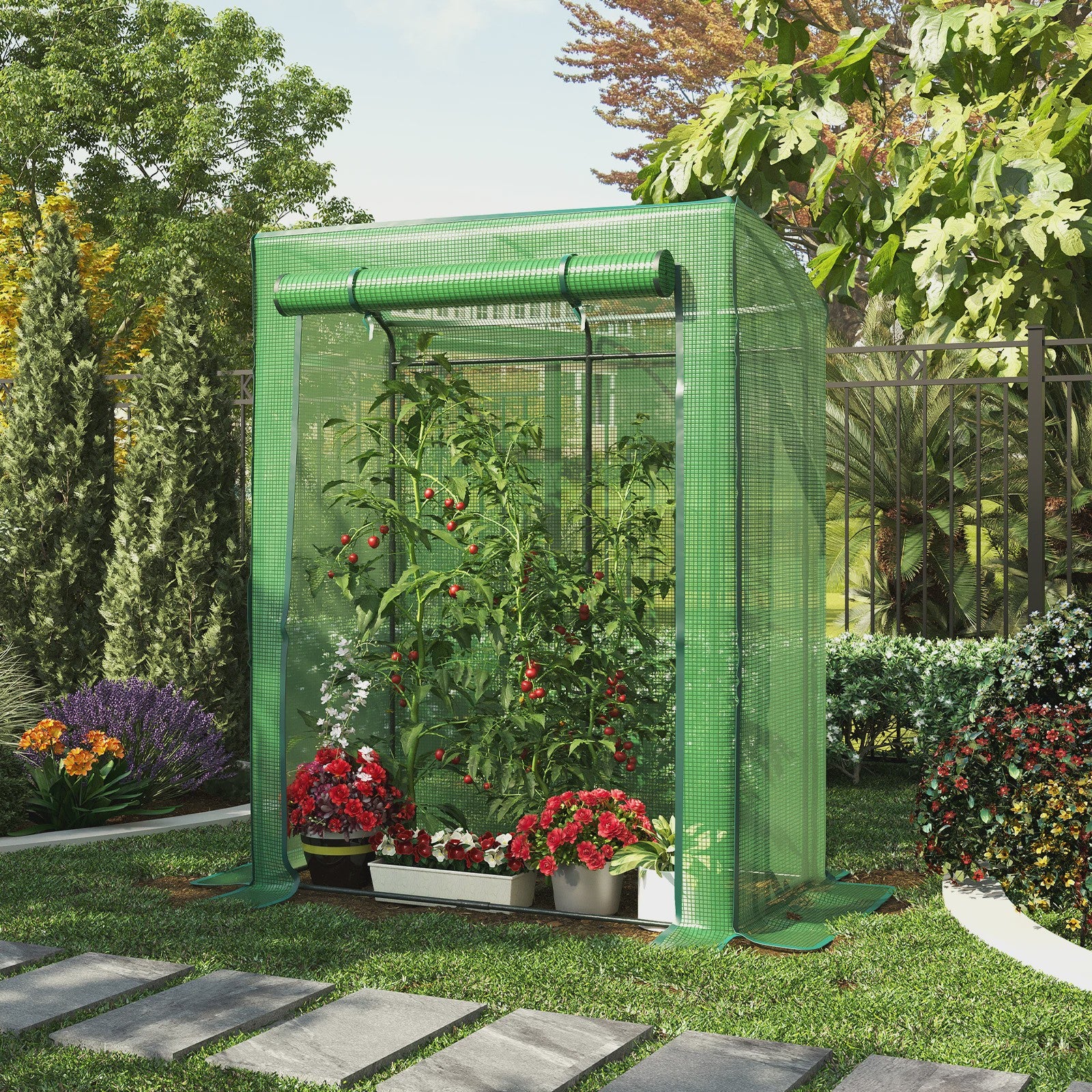 Kleine Folie Kas voor Tomaten en Planten - 128x70x170 cm met Roldeur