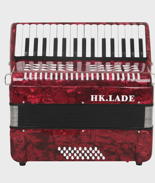 Professionele Rode Bayan Accordeon - 32 Tonen & 32 Bassen met Schapenvacht Balg en Draagband