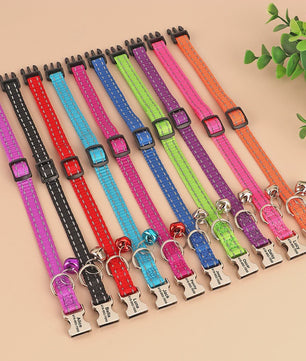 Gepersonaliseerde Kattenhalsband met Gravure, Bel & Reflecterend - Veilig & Stijlvol