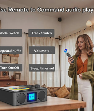 Draagbare CD-speler met Bluetooth, FM Radio, Afstandsbediening & Oplaadbaar
