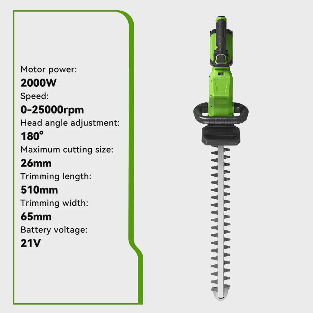 ONEGREEN 2000W Accu Heggenschaar - 510mm Snoeimes, 180° Verstelbaar, Makita 18V Compatibel