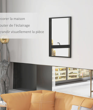 HOMCOM Rechthoekige Wandspiegel 60x80 cm met Zwart Frame - Ideaal voor Woonkamer, Slaapkamer of Badkamer