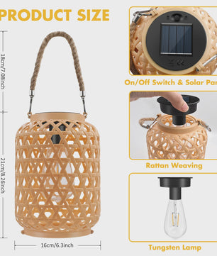 Sfeervolle Rattan Solar Lantaarn voor Buiten - Waterdicht & Decoratief