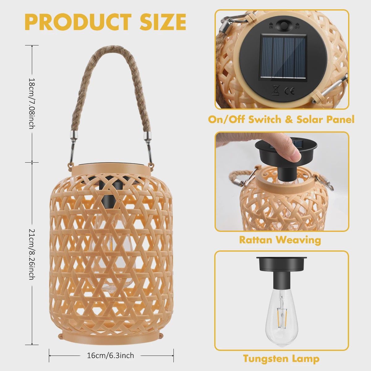 Sfeervolle Rattan Solar Lantaarn voor Buiten - Waterdicht & Decoratief