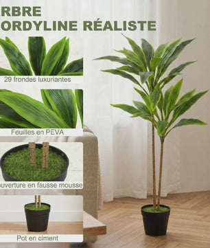 Kunstplant Cordyline Boom in Pot - 90 cm - Realistische Bladeren - Binnen & Buiten