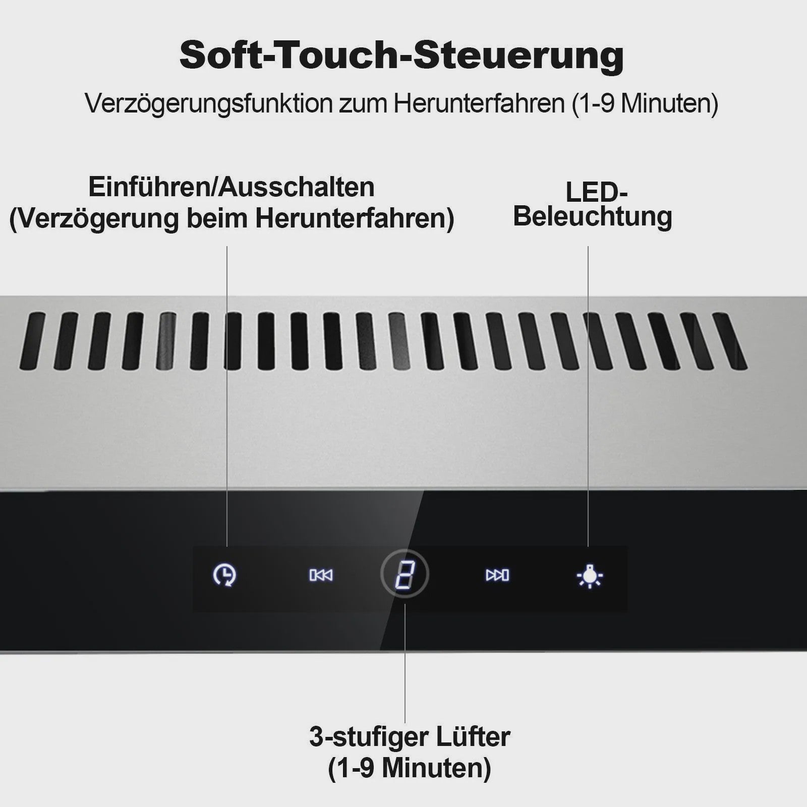 TopStrong 60cm Onderbouw Afzuigkap met LED Verlichting - Recirculatie