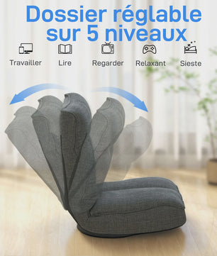Opvouwbare Vloerstoel met 360° Draaifunctie en Verstelbare Rugleuning - Comfortabele Fauteuil voor Woonkamer