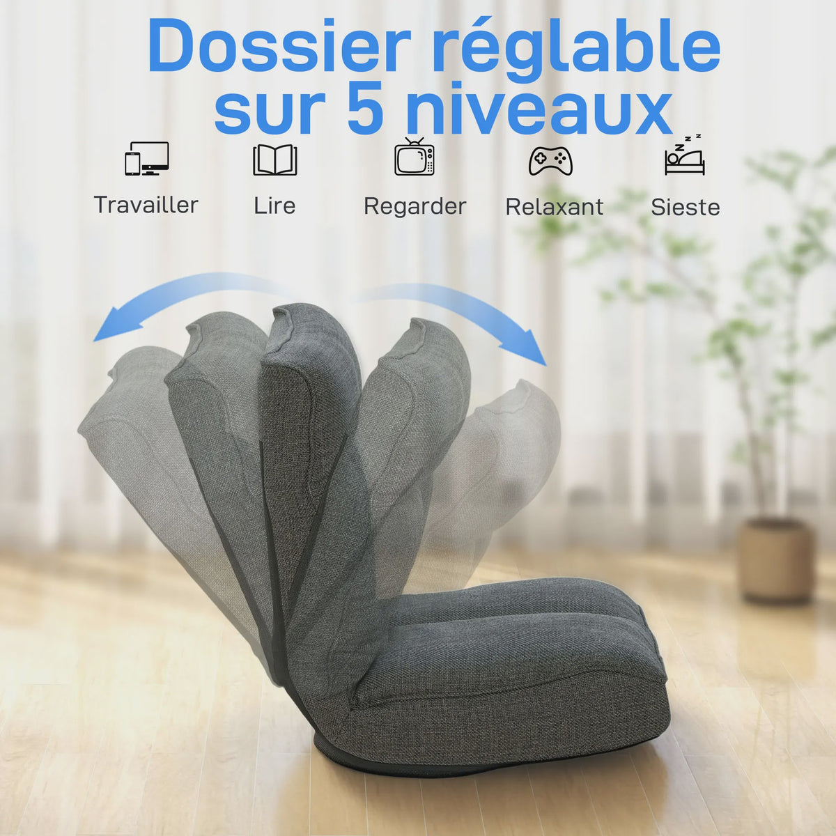 Opvouwbare Vloerstoel met 360° Draaifunctie en Verstelbare Rugleuning - Comfortabele Fauteuil voor Woonkamer