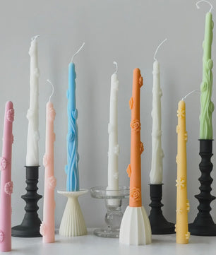 Handgemaakte Lange Kaars Siliconen Mal - Creatieve Bloem & Tak Decoratie - DIY Kaarsen Maken
