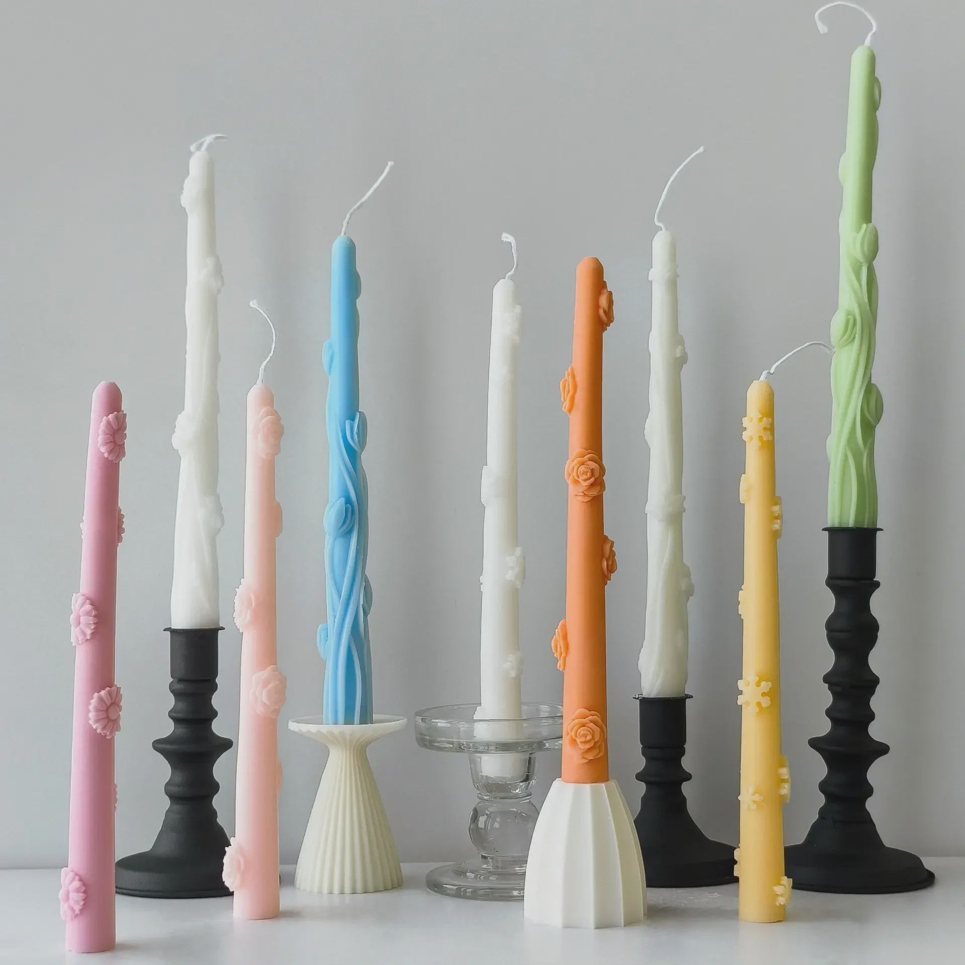 Handgemaakte Lange Kaars Siliconen Mal - Creatieve Bloem & Tak Decoratie - DIY Kaarsen Maken