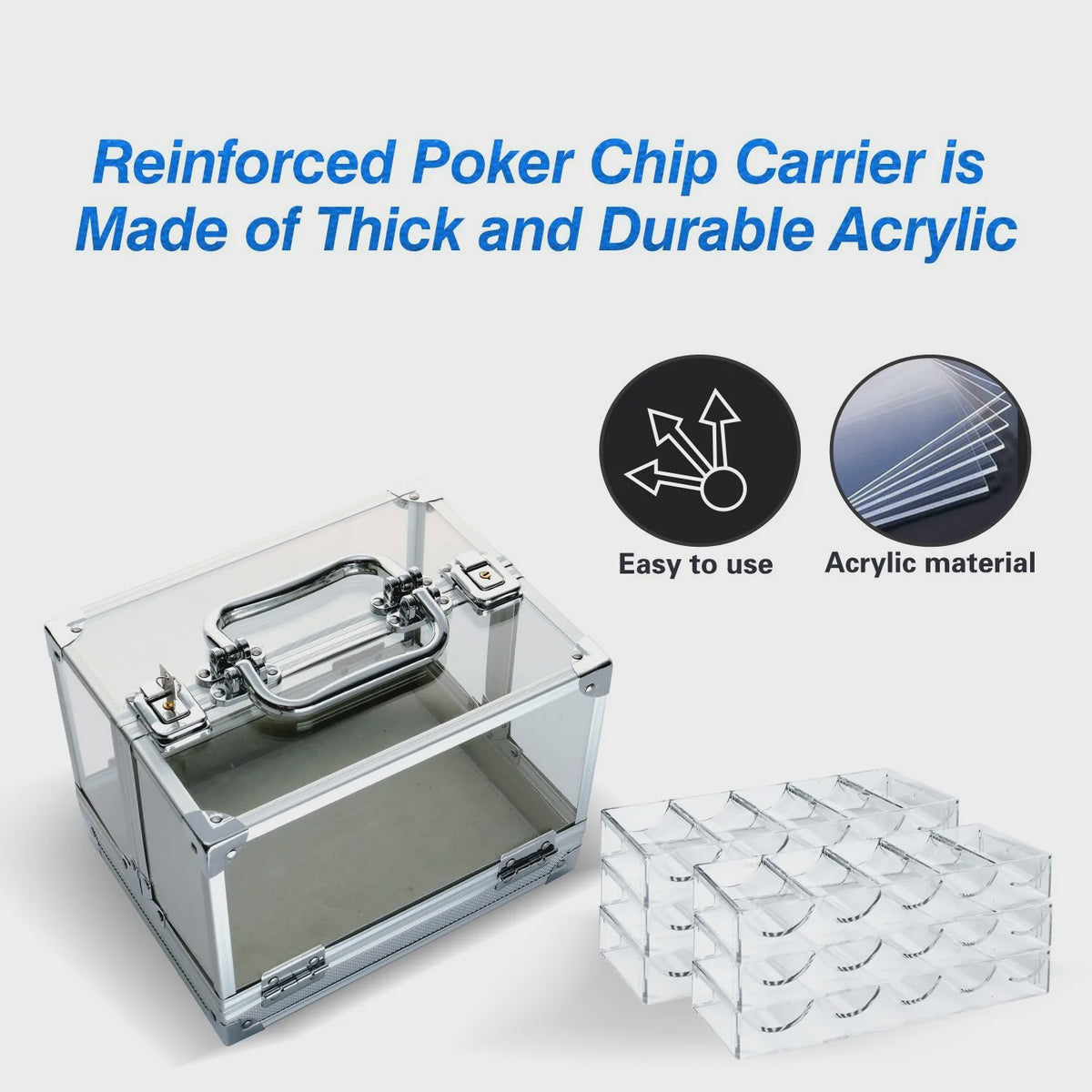 Transparante Aluminium & Acryl Poker Chip Koffer - 600 Chips