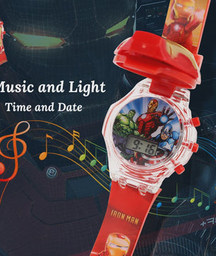 Kinderhorloge met Licht & Geluid: Spider-Man, Iron Man & Captain America