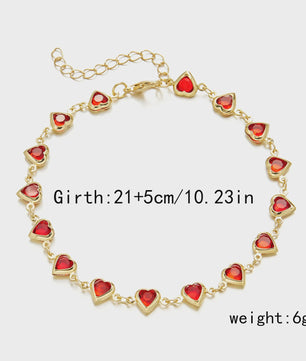 Vintage Boho Ankelbandje met Hartjes & Kristallen - Kleurrijk Zomer Sieraden voor Dames