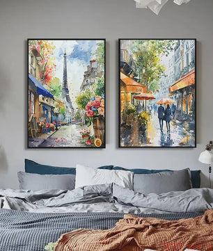 Franse Parijse Stadsgezichten Aquarel Kunst Posters Canvas Prints Wanddecoratie