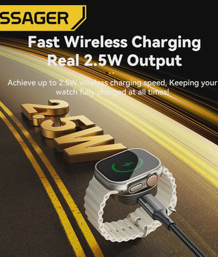 Essager Magnetische Draadloze Oplader voor Apple Watch - Draagbaar, Snel, USB-C & Lightning