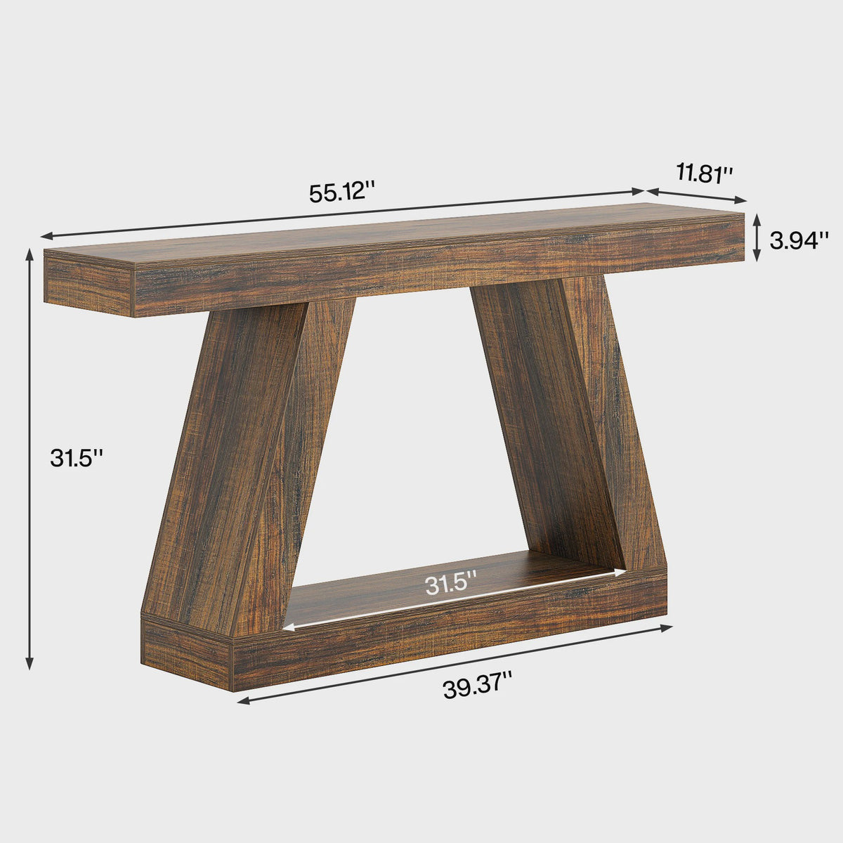 Industriële Console Tafel 55-Inch Rustiek Hout - Entree & Woonkamer