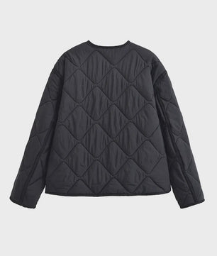Dames Korte Gewatteerde Jas met Ronde Hals - Stijlvolle Herfst/Winter Casual Jas