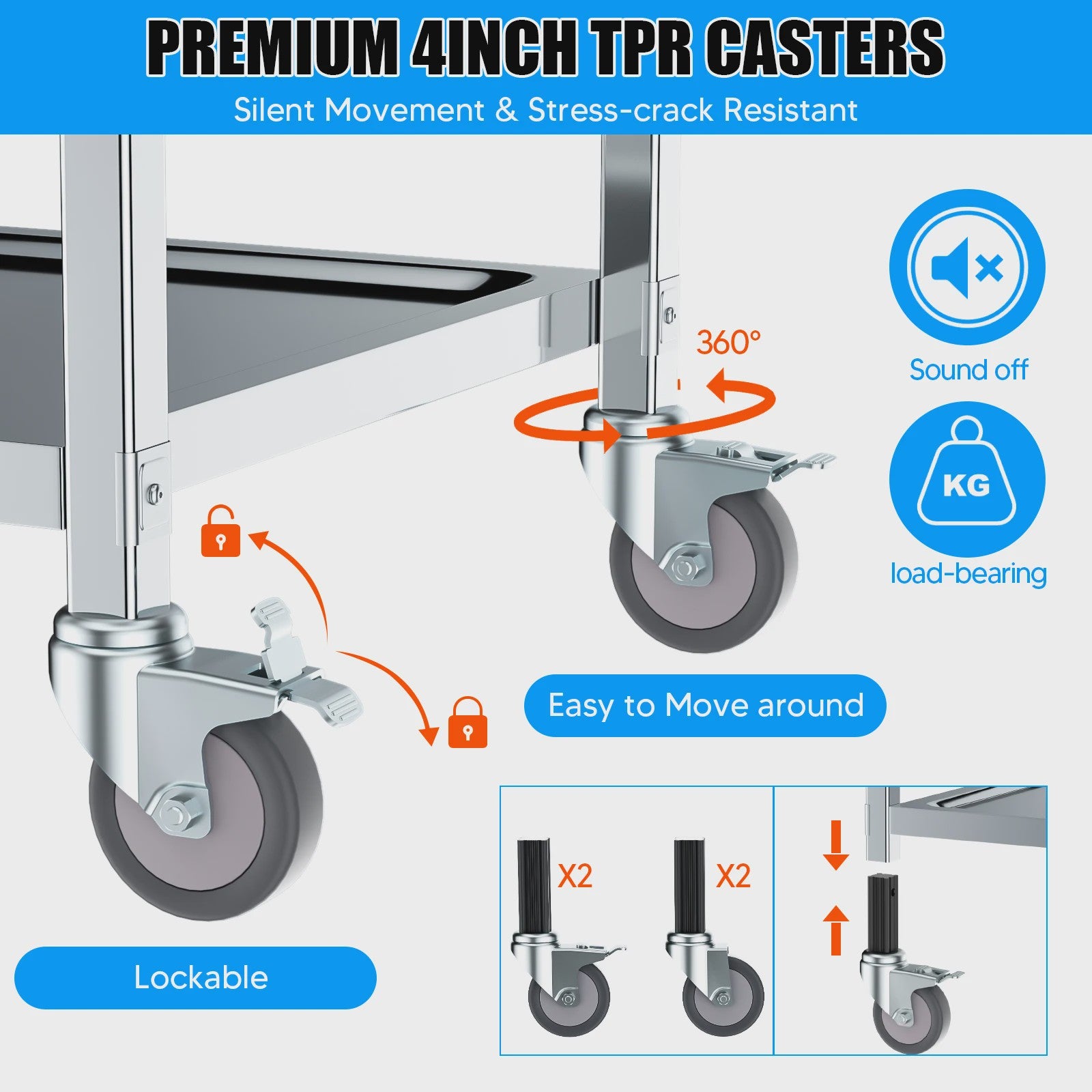 Professionele 3-Laags RVS Trolley met Wielen - Stil en Duurzaam voor Keuken, Kliniek en Salon