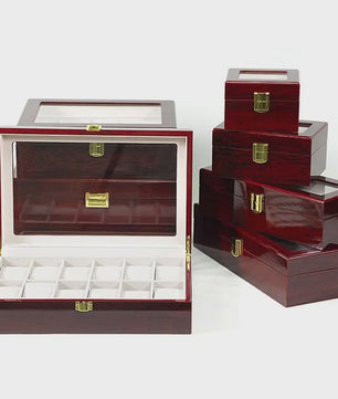 Luxe Houten Horlogedoos met Glas - Diverse Slots & Stijlvolle Opbergoplossing